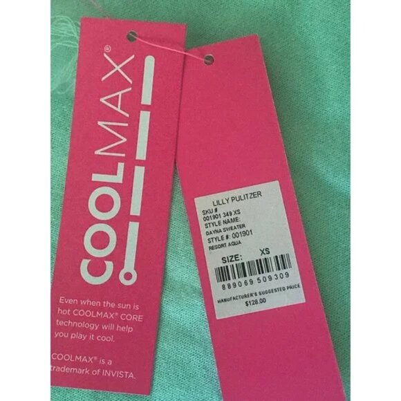 Lilly Pulitzer Dayna Coolmax Resort Aqua Teal Gray Semi Sheer Sweater 001901 XS - Picture 8 of 12